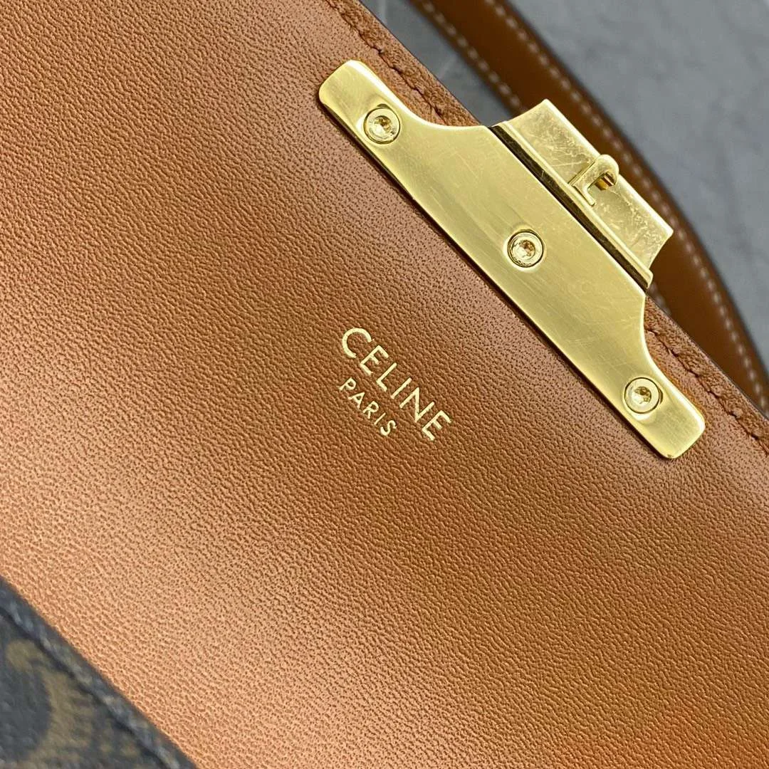 Celine Triomphe Handbag Printed Logo Smooth Leather 20x12cm product view 3