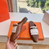 Hermès Women Brown White Leather Fringe Mules product view 6