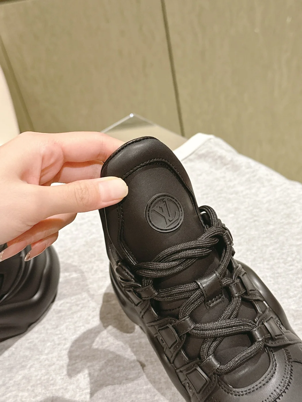 Louis Vuitton Women Black Leather Sporty Chunky Sneakers product view 6