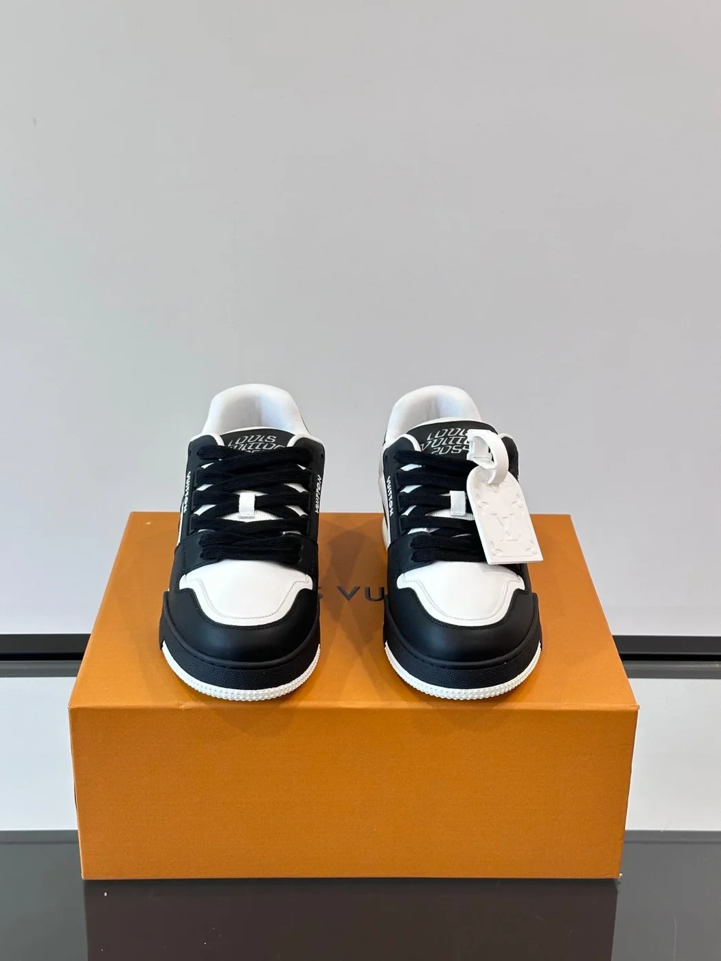 Louis Vuitton Men Black and White Sneakers — Monogram Side Panels product view 2