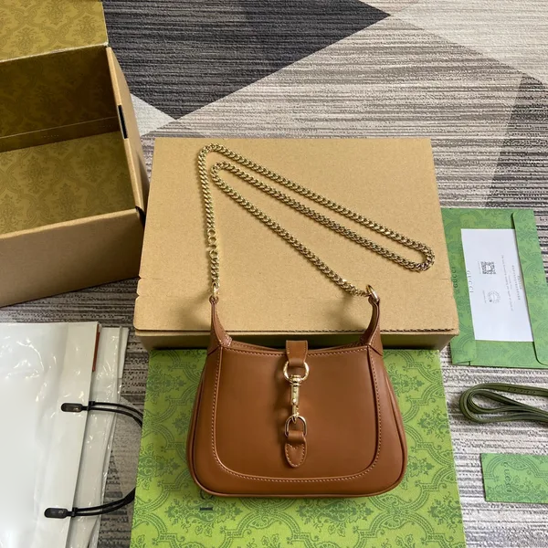 Gucci Jackie Notte Mini Bag 19 In Tawny Brown Calfskin Gold Hardware product photo
