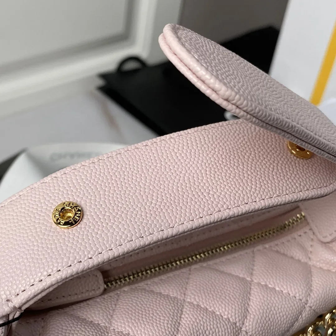 Chanel mini gold chain bag, light pink CN628 product view 4