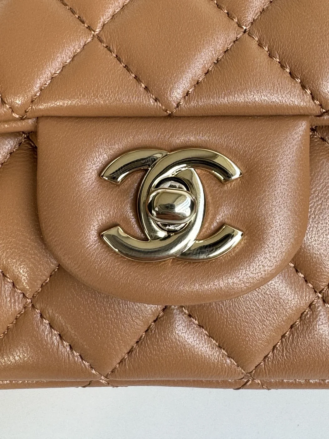 Chanel Flap Bag 20 In Bronze Brown Lambskin With Handle product view 8