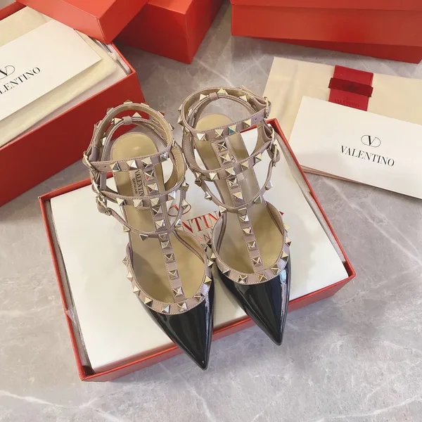Valentino Women Black Patent Leather Studded Heels product photo