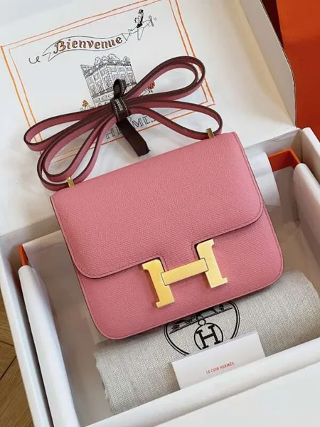Hermès Constance Bag Epsom Gold Handbags Pink 19 cm product photo