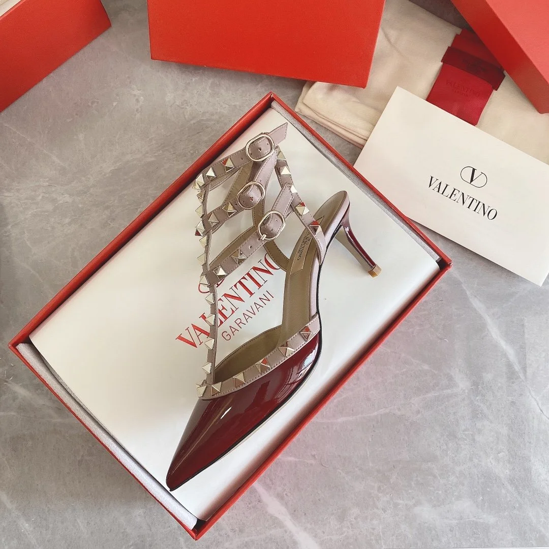 Valentino Women Red Patent Leather Rockstud Flats product view 5