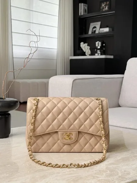 Chanel Classic Flap Jumbo Beige Gold Hardware Bag product photo