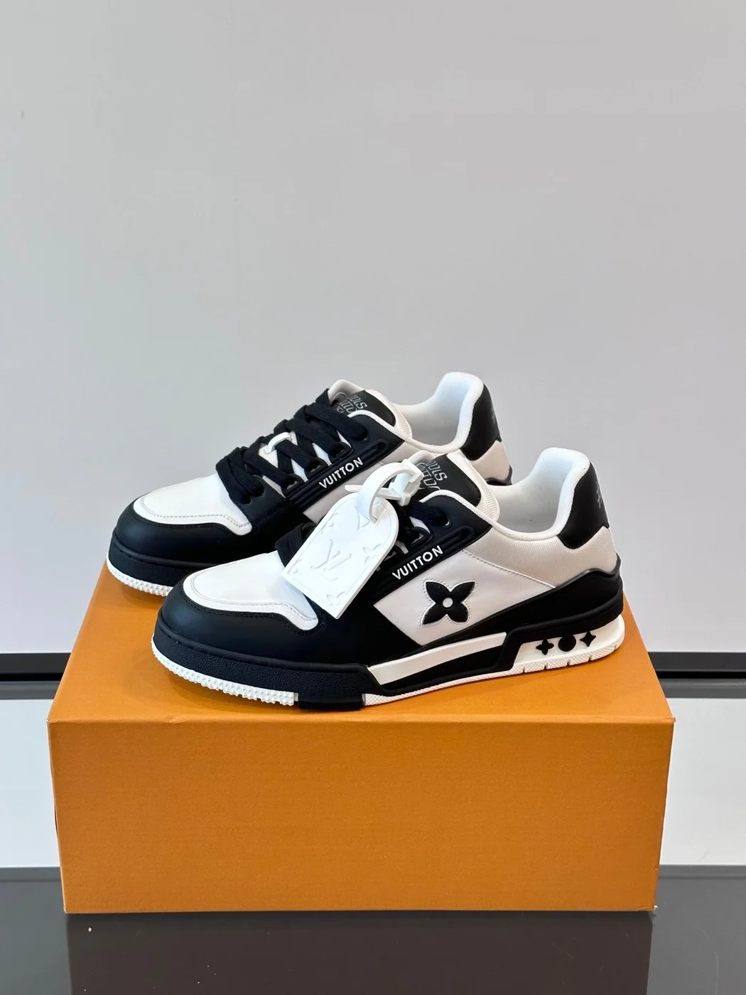 Louis Vuitton Men Black and White Sneakers — Monogram Side Panels product view 3