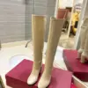 Valentino Women Beige Leather Knee High Boots product view 5