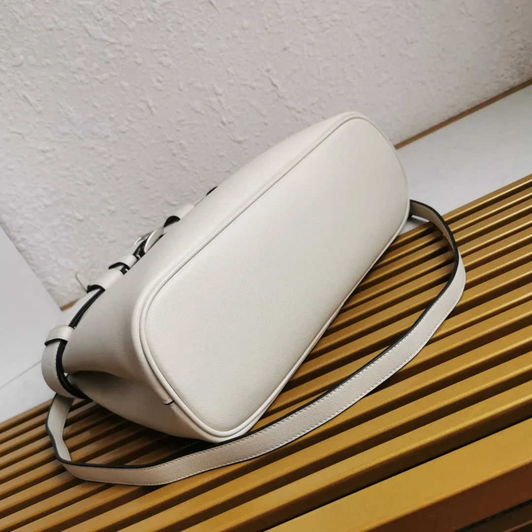 Prada White/Black Prada Buckle small leather handbag with belt product view 4