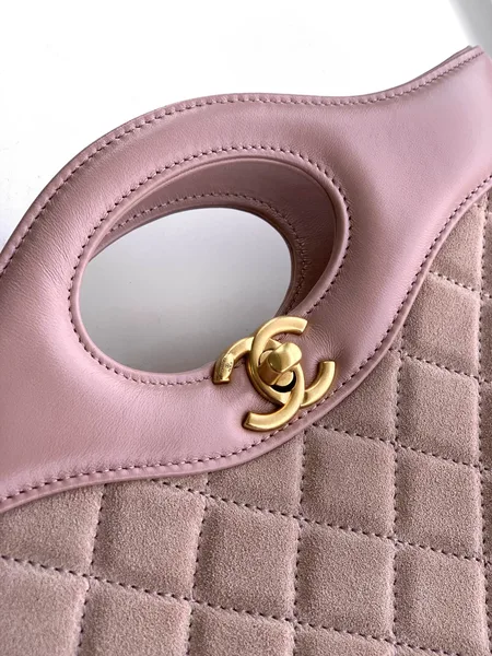 Chanel Calfskin Suede Quilted Mini 31 Shopping Bag — Light Pink product view 5