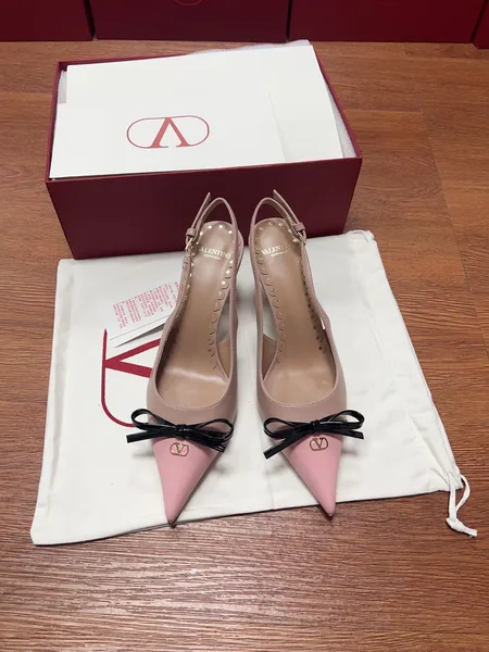 Valentino Women Pink Leather Pointed Toe Pumps product photo