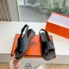 Hermès Women Black Leather Slingback Sandals product view 6