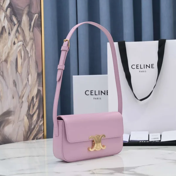 Celine Triomphe Handbag Pink Smooth Leather 20x12cm product view 7