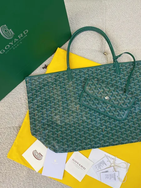 Goyard Green Goyardine Canvas & Chevroches Calfskin Saint Louis PM Tote product view 2