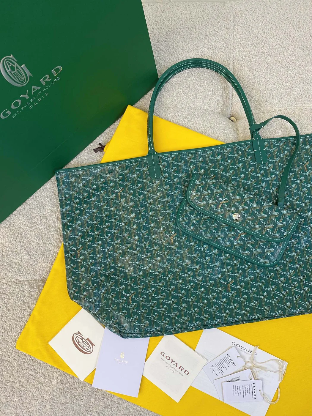 Goyard Green Goyardine Canvas & Chevroches Calfskin Saint Louis PM Tote product view 2