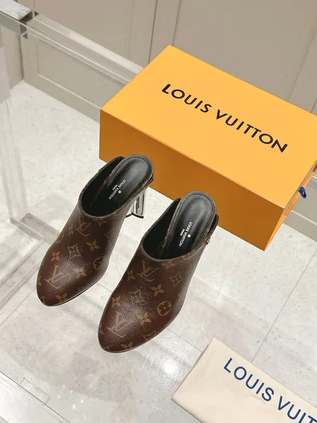 Louis Vuitton Women Brown Leather Mules — Plain Slip-On Style product photo