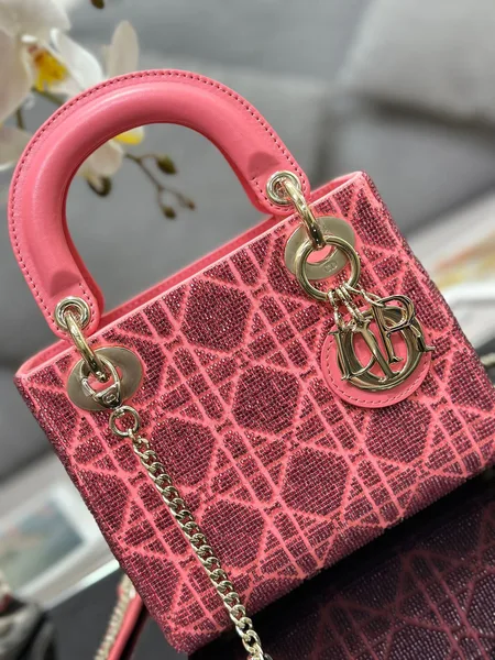 Dior Lady Pink Handbag with Beads 17x15x7cm product view 8