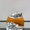 Louis Vuitton Men White And Gray Snakeskin Leather Sneakers product view 4