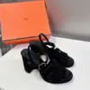 Hermès Women Black Suede Sandals product view 3