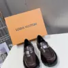 Louis Vuitton Women Brown Leather Chunky Loafers product view 3