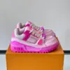 Louis Vuitton Men Leather and Mesh Sneakers — Bright Pink product view 1