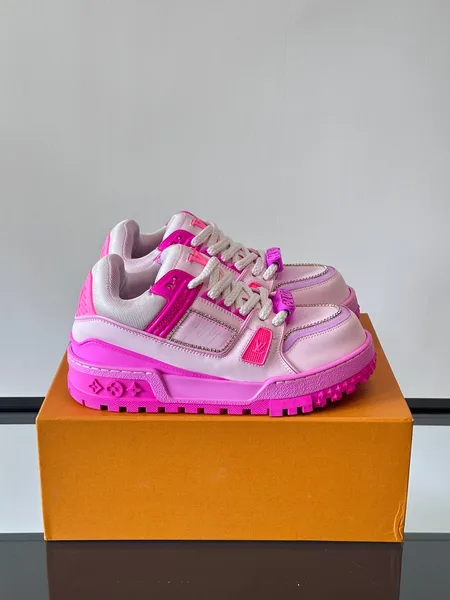 Louis Vuitton Men Leather and Mesh Sneakers — Bright Pink product photo