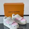 Louis Vuitton Men White Pink Leather Sneakers product view 5