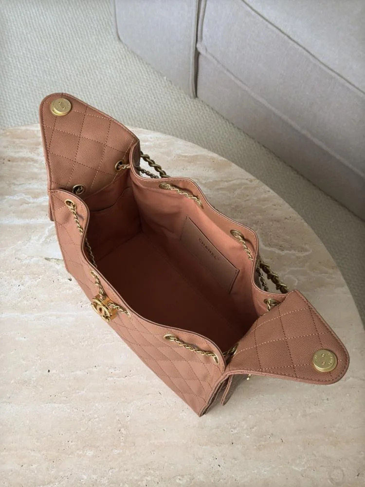 Chanel Small 25 Bag in Caramel Caviar Leather product view 5