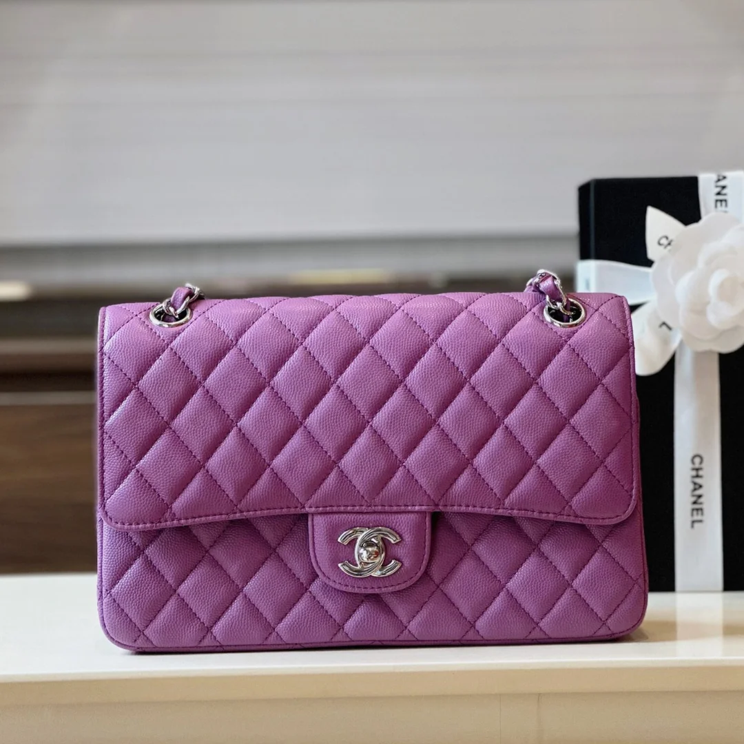 Chanel Classic Handbags Woman’s Purple Lock Silver 25 cm product view 1