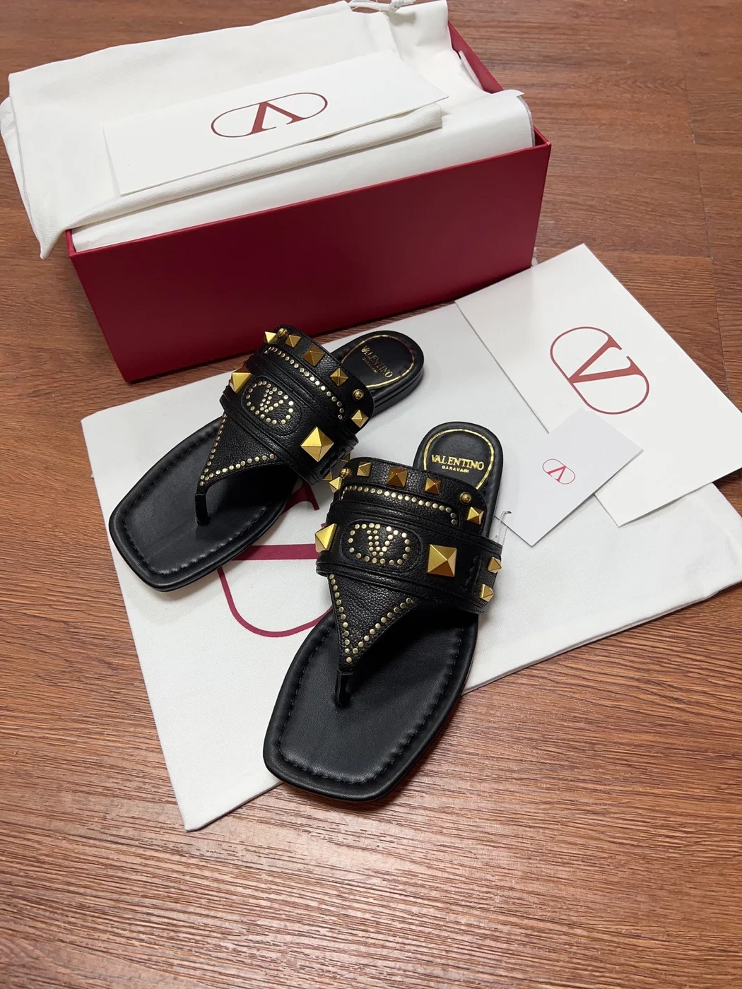 Valentino Women Black Studded Slingback Flats with Square Toe product view 5