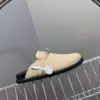 Hermès Women Beige Suede Mules — Rounded Toe with Black Sole product view 2