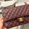 Chanel Classic Plum Red Color Handbags With Lock Gold 25 cm product view 9