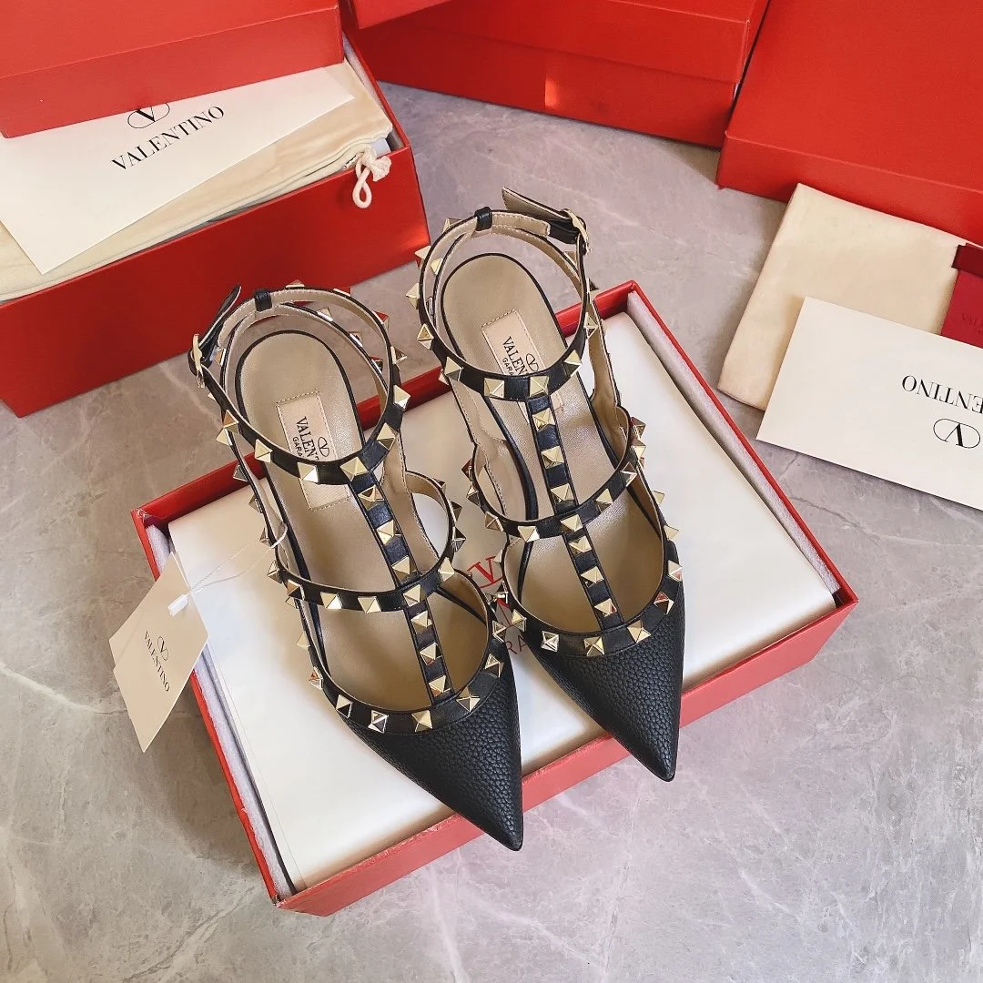 Valentino Women Black Leather Studded Pumps product view 6