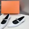 Hermès Women White Leather Pointed Mary Jane Flats product view 4