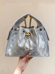 Chanel 25 Handbag In Silver-Tone 30 Grained Calfskin Gold Hardware product photo