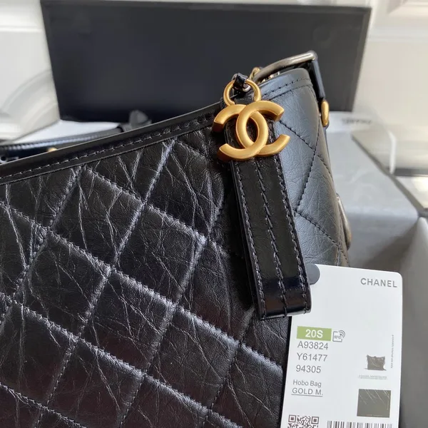 Chanel Gabrielle Medium 28 Hobo Bag In Black Calfskin product view 7