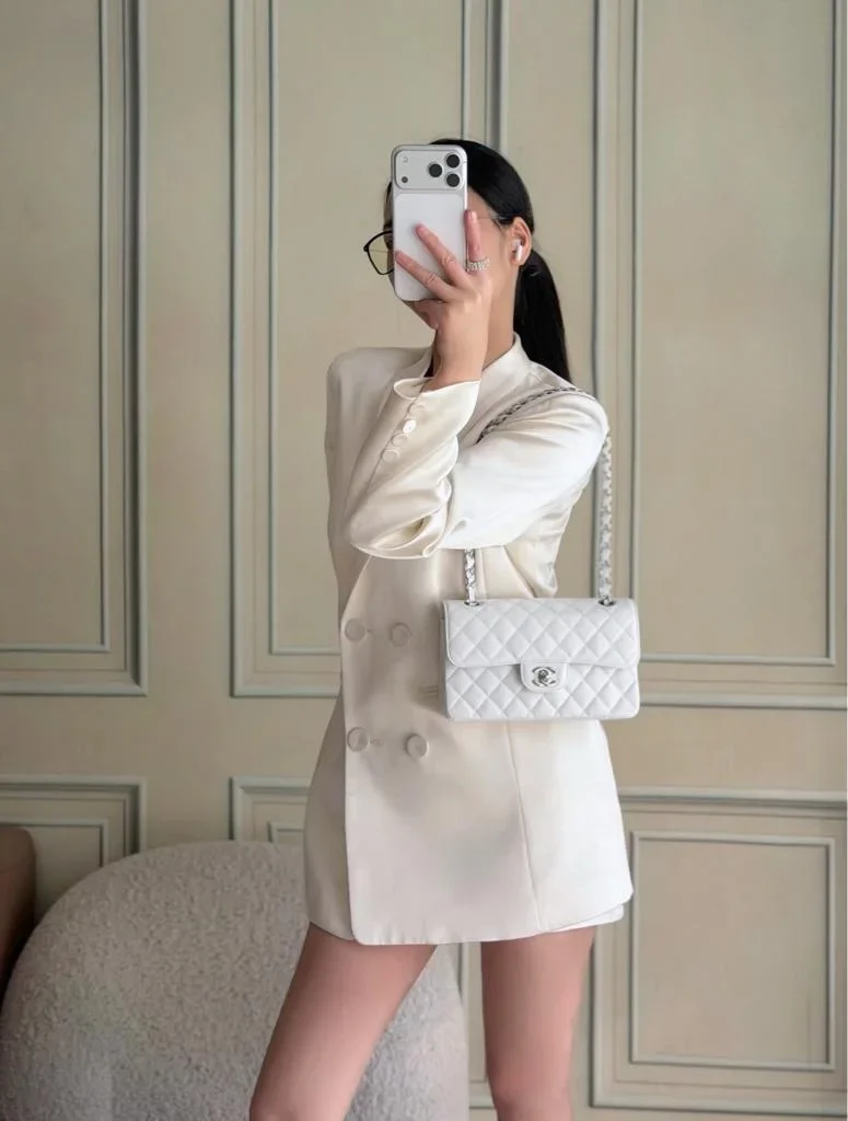 Chanel Classic Flap caviar Silver hardware Bag product view 9