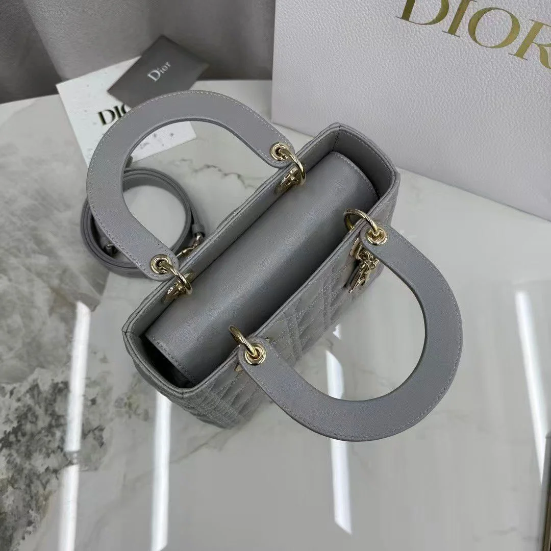 Dior Medium Lady Dior My Abcdior bag in grey lambskin product view 7
