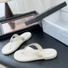 Chanel Women White Leather Thong Sandals product view 2