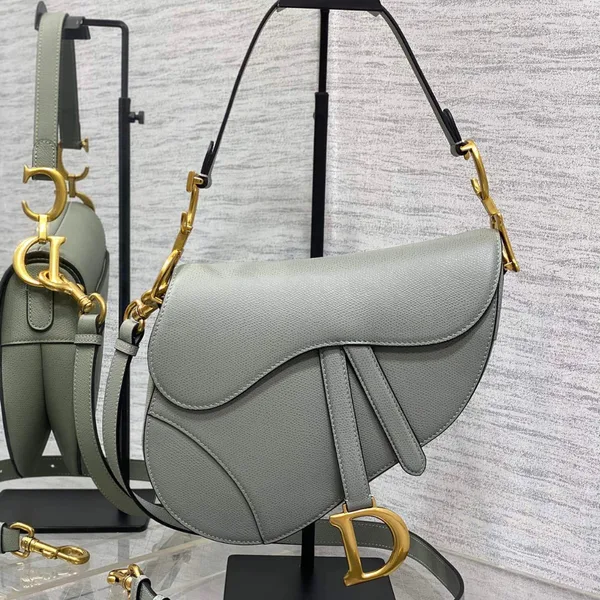 Dior Saddle Bag in Stone Gray Gold Hardware product photo