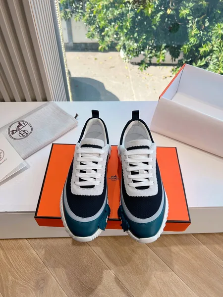Hermès Women Navy Blue White Mesh Sneakers product photo