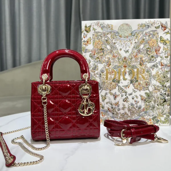 Dior Lady Mini Women’s Handbag, Glossy Red, 17 cm product photo