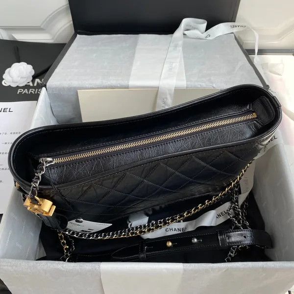Chanel Gabrielle Medium 28 Hobo Bag In Black Calfskin product view 4