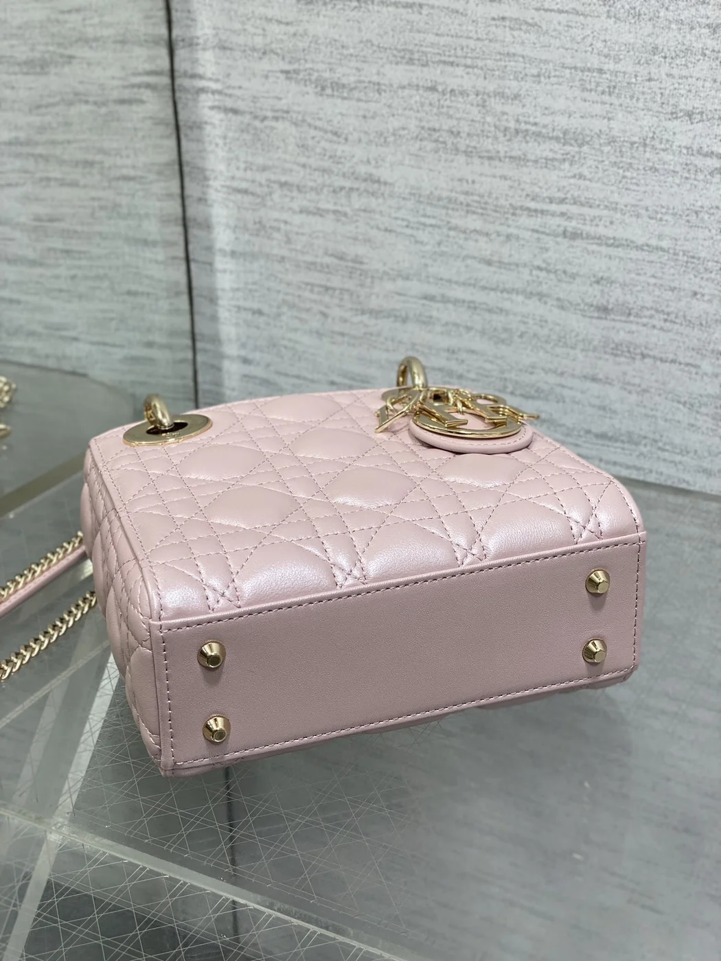 Dior Lady Dior Mini Pink Gold Hardware Bag product view 6