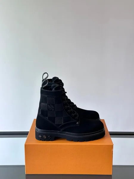 Louis Vuitton Men Black Suede Leather Boots product photo