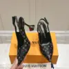 Louis Vuitton Women Black Patterned Leather Heels — Multicolor Pattern product view 4