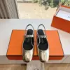 Hermès Women Silver Leather Mary Jane Heels product view 5