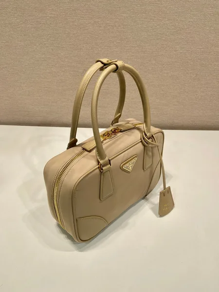 Prada Small Top Handle Bag 25 In Dried Moss Nylon And Calfskin Trim product view 2