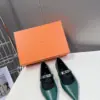 Hermès Women Green Leather Pointed Flats product view 1